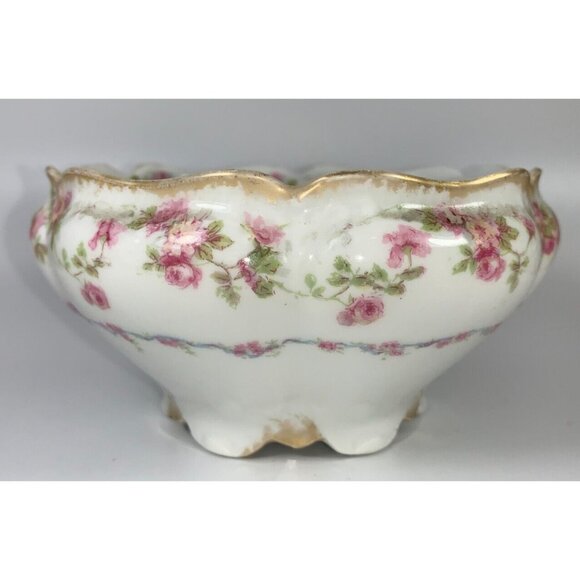 Limoges 4.5" Serving Bowl Gold Trim with Pink Roses Haviland Limoges France - Picture 4 of 9